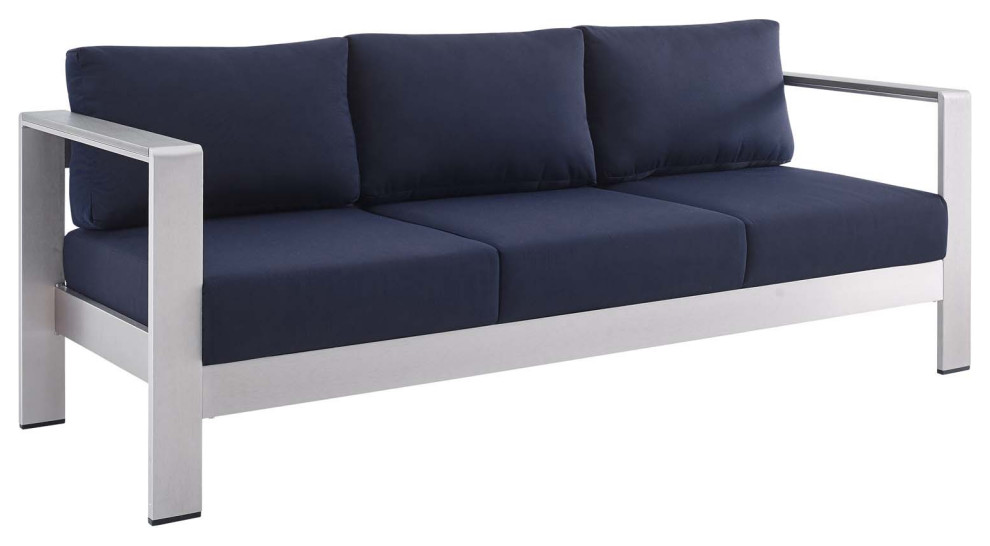 Shore Sunbrella Fabric Aluminum Outdoor Patio Sofa   Contemporary   Outdoor Sofas   by Modway  Houzz