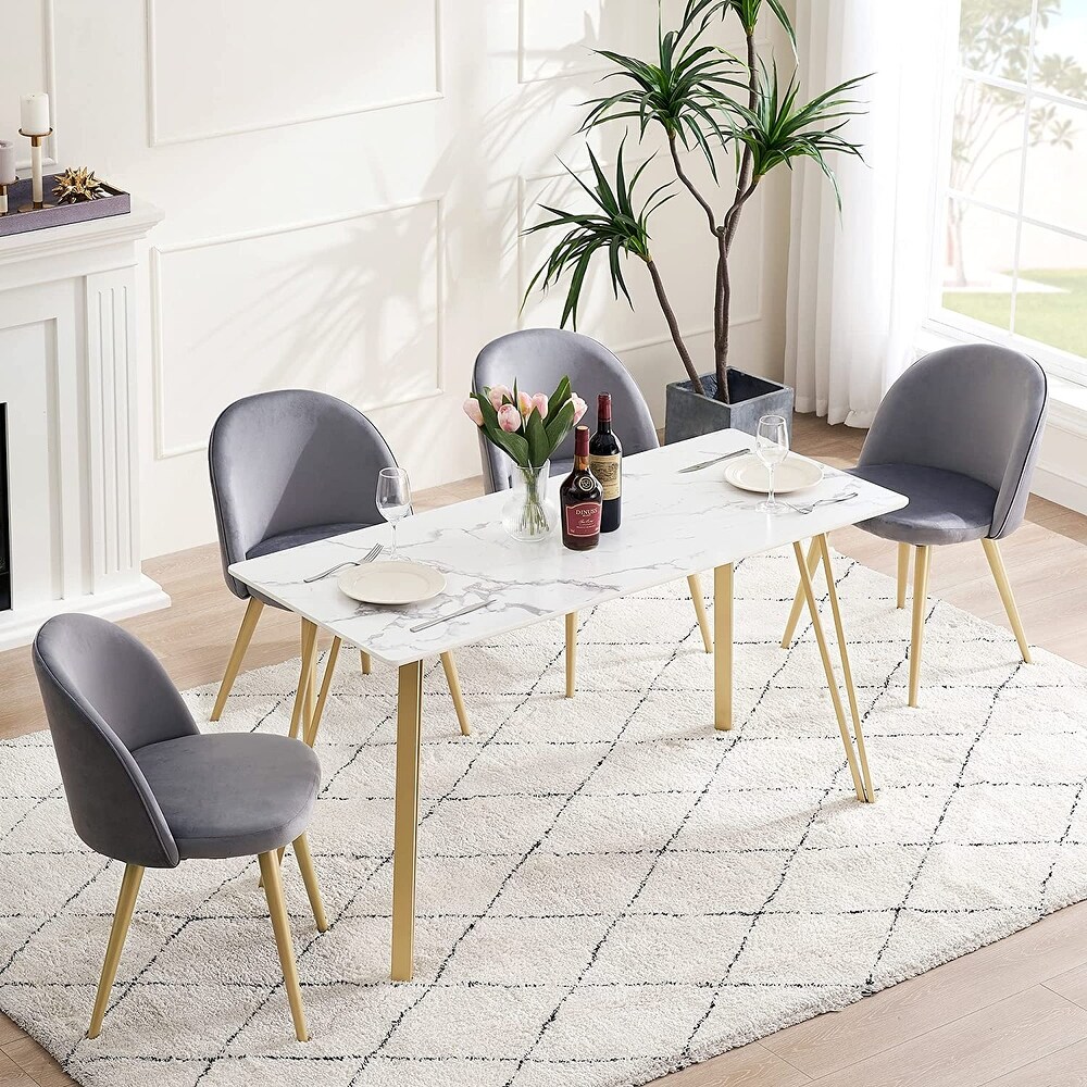 Ivinta White Marble Dining Table  Modern Rectangle 55 inch Dining Room Table for 4/6