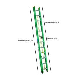 Werner 24 ft. Fiberglass D-Rung Extension Ladder with 225 lb. Load Capacity Type II Duty Rating D5924-2