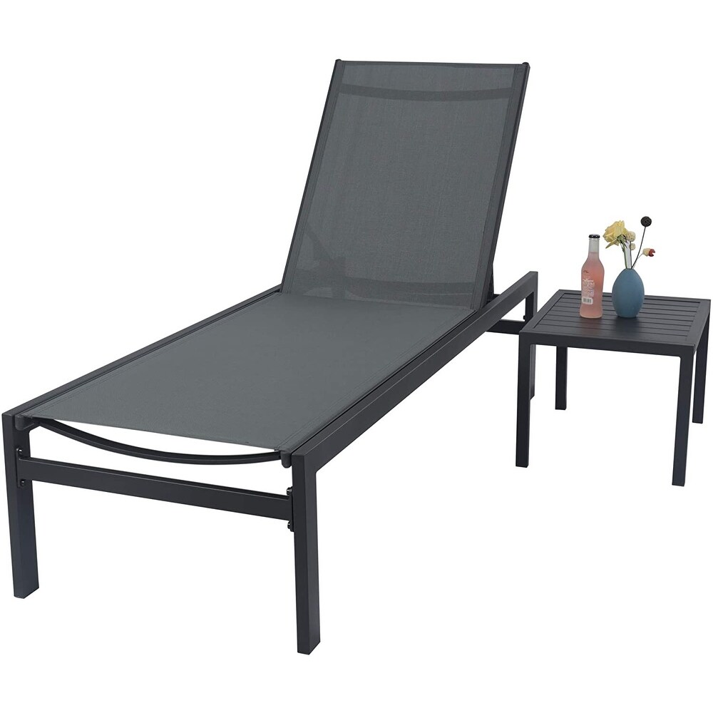 Kozyard Modern Full Flat Aluminum Patio Reclining Adjustable Chaise Lounge with Sunbathing Textilence for  Weather