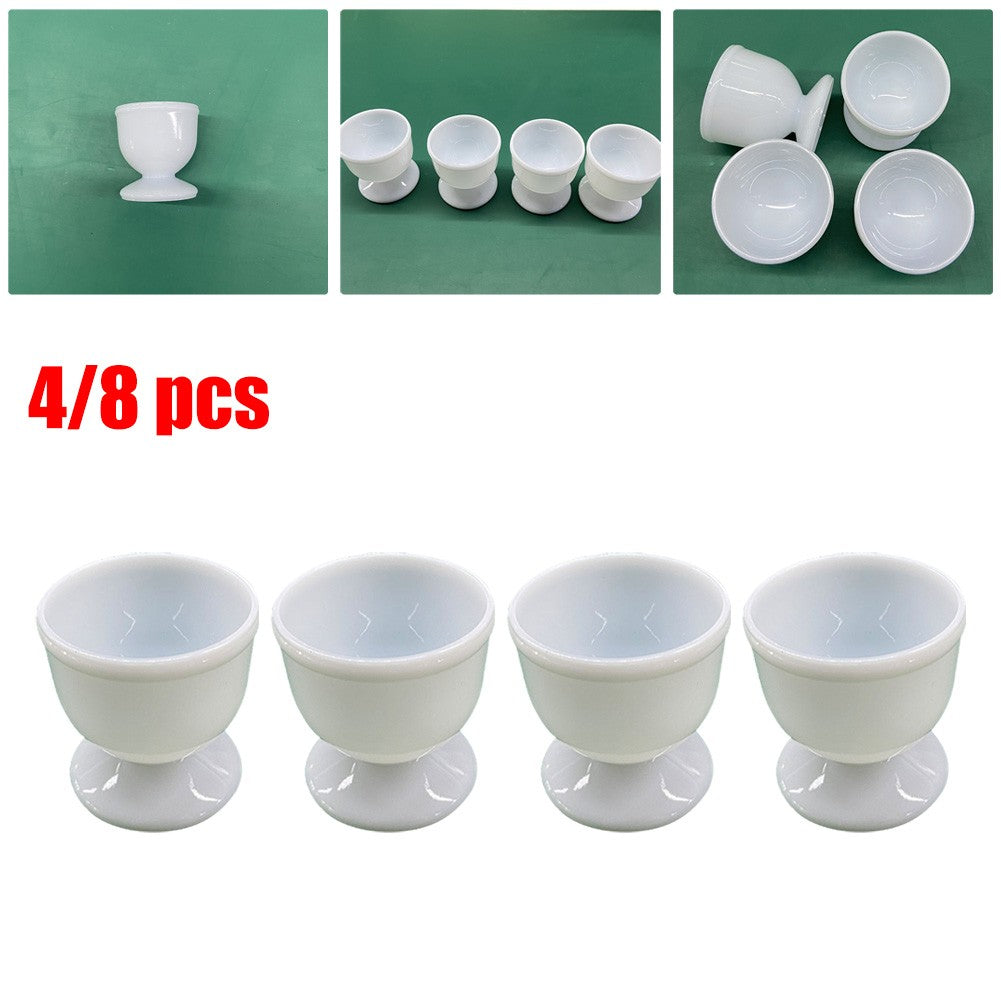 Sufanic 4Pcs Porcelain Soft Hard Boiled Egg Cup Holder Stand Set for Kitchen Breakfast，White