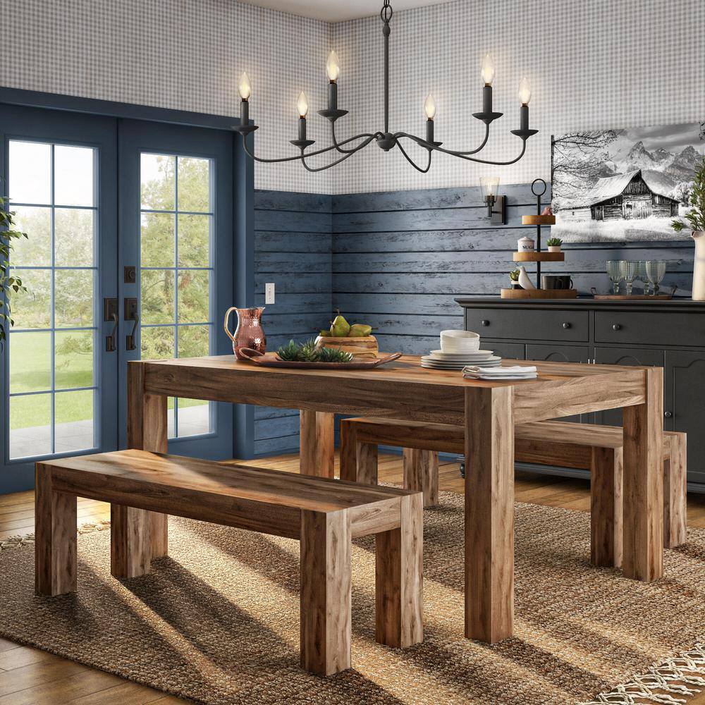 Home Decorators Collection Edmund Smoke Gray Wood Dining Bench HDC-5026