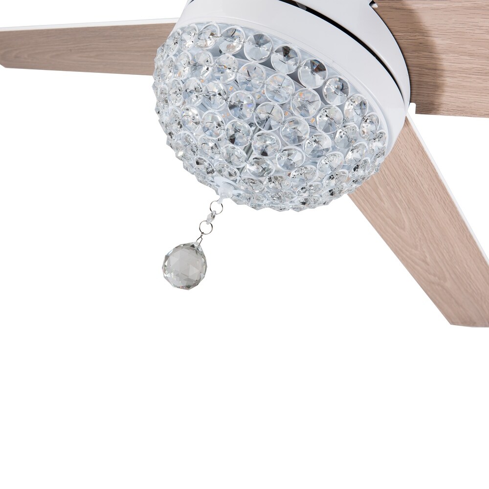 Oaks Aura 42in.Modern Revisable LED Glam Crystal Ceiling Fan with Light  Remote Control Included