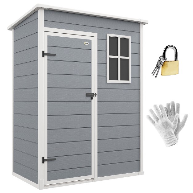 X 36 25 quot Garden Shed With Door Lock Vent amp Window For Backyard Patio Garage Lawn Gray