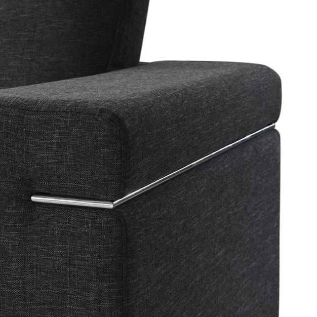 Simple Relax Linen Upholstered Accent Chair In Black And Silver