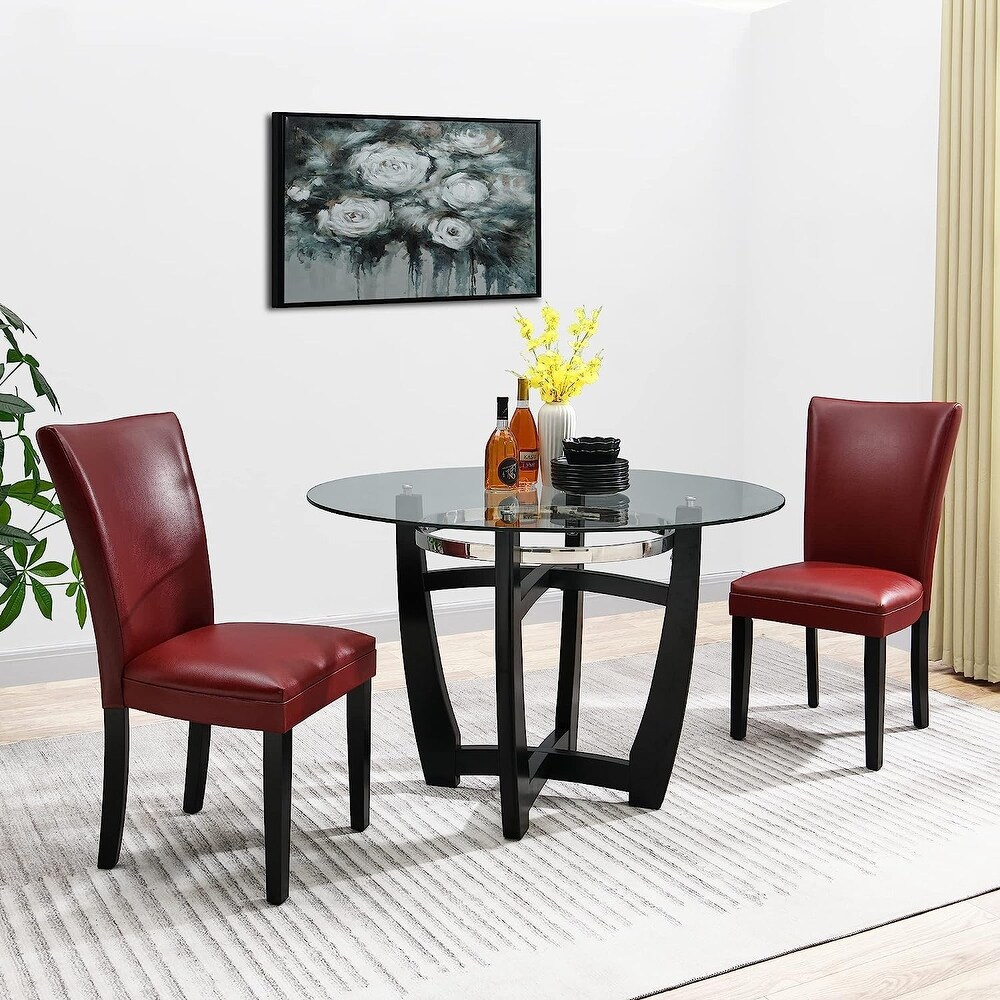 Faux Leather Dining Chairs Or Round Glass Dining Table