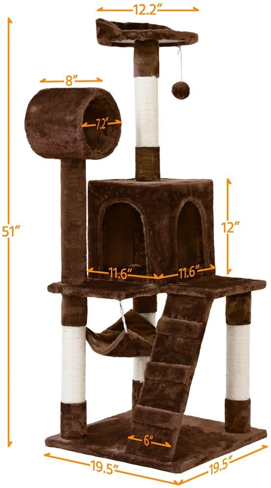 Yaheetech 51-in Plush Multi-Cat Kitten Tree and Condo