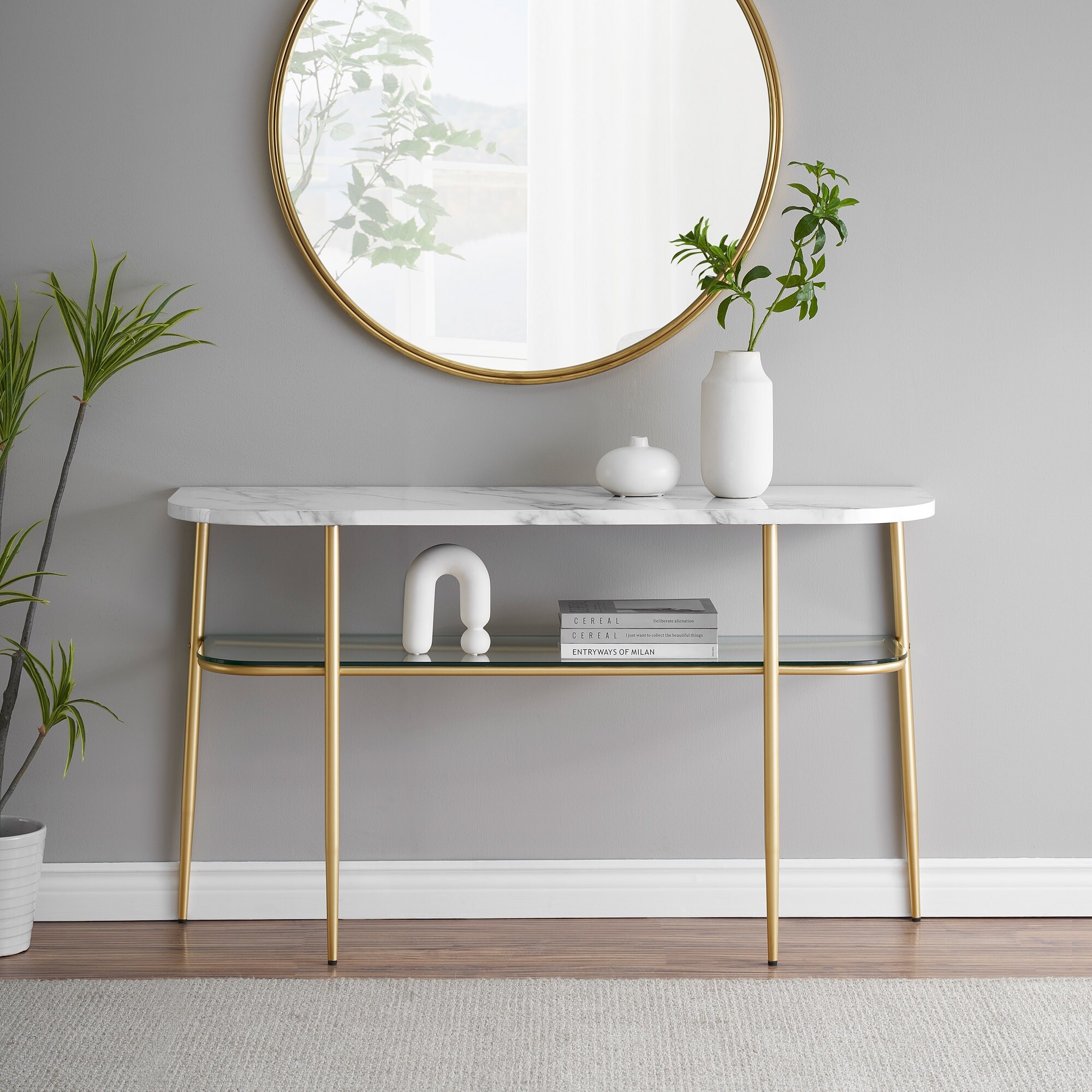 Middlebrook Designs Faux Marble and Glass Entry Table