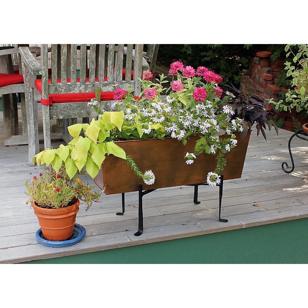 Achla Designs Medium Galvanized Steel Flower Box Planter  23.25 Inch Wide  Copper Plated