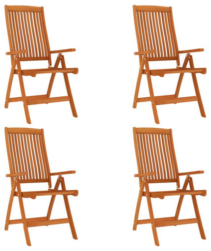 vidaXL Patio Folding Chairs 4 Pcs Camping Garden Chair Solid Wood Eucalyptus   Transitional   Outdoor Folding Chairs   by vidaXL LLC  Houzz