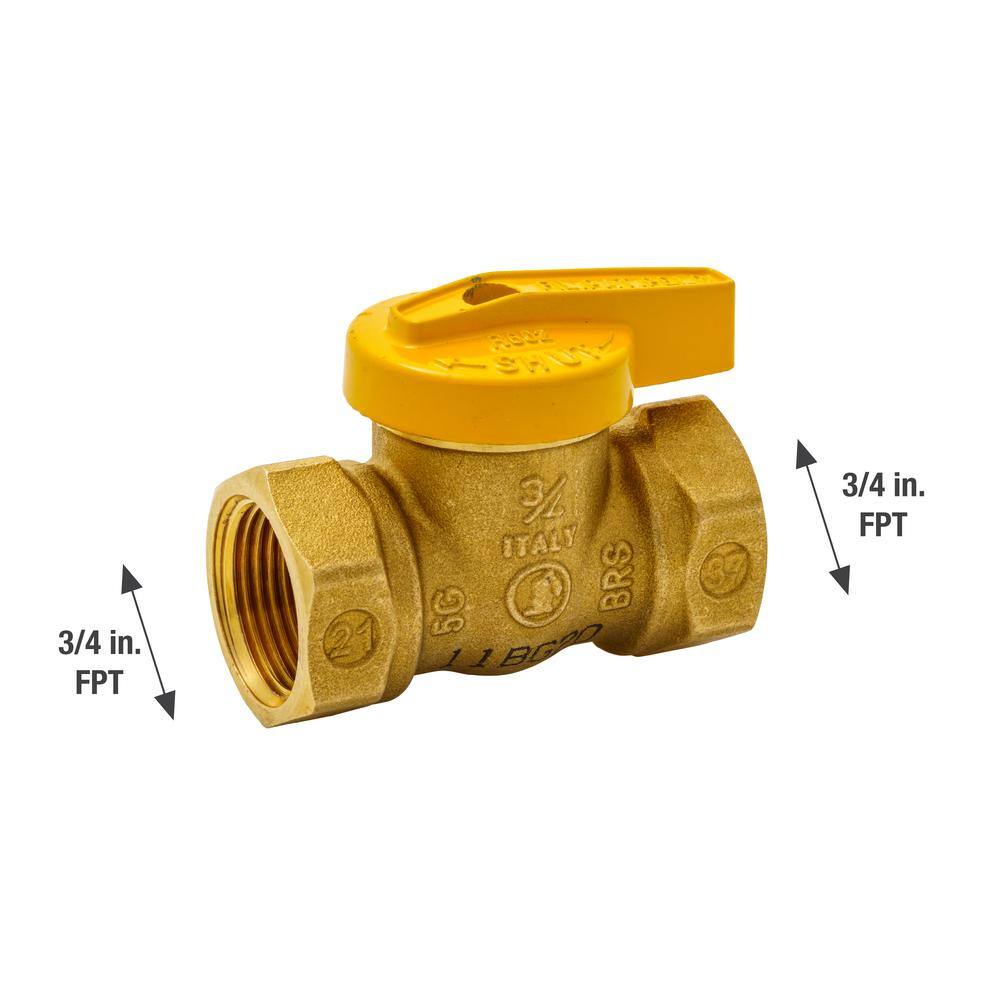 Everbilt 34 in. Brass FPT 1-Piece Gas Valve 110-524EB