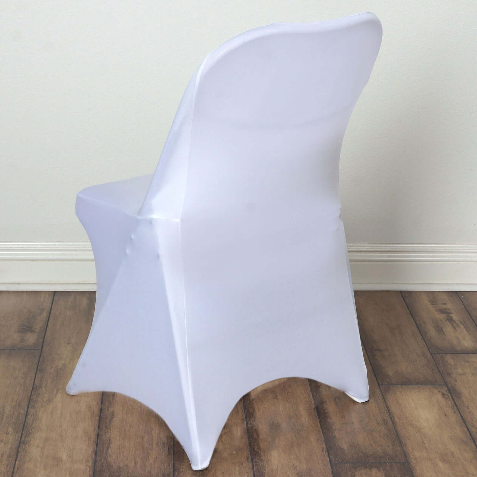 White Spandex Stretch Fitted Folding Slip On Chair Cover 160 GSM