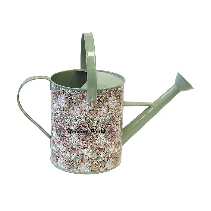 Galvanized Water Can High Quality Handmade Designer Fancy Watering Can Round Shape Green Color Wholesale Metal Water Can