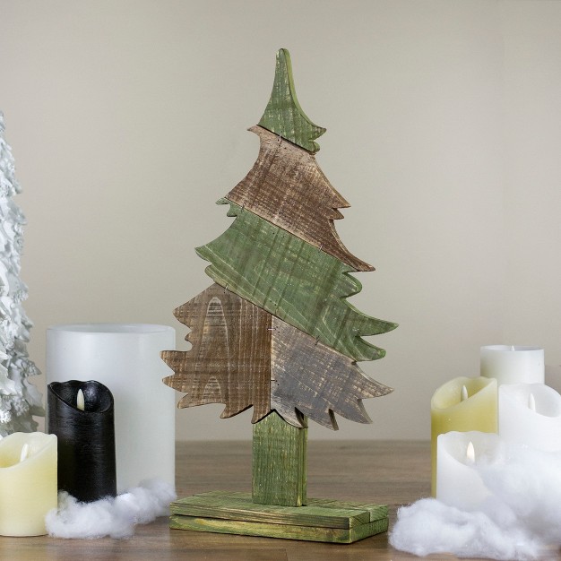 Green And Brown Textured Wood Tabletop Christmas Tree