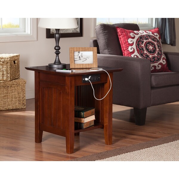 Nantucket Solid Wood End Table with Charging Station