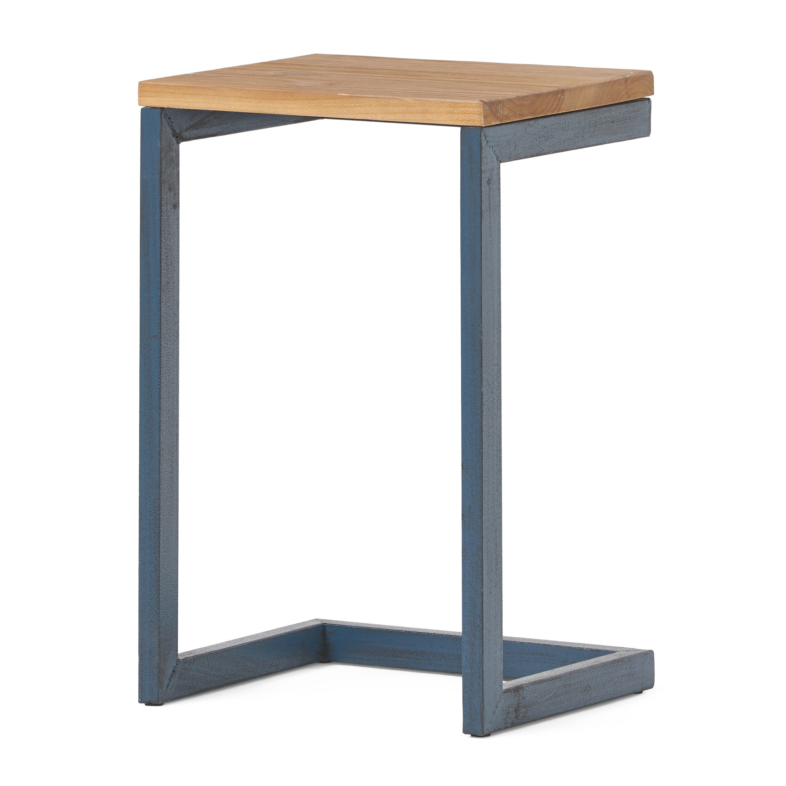 Ramona Modern Industrial Firwood C-Shaped Accent Side Table with Iron Frame