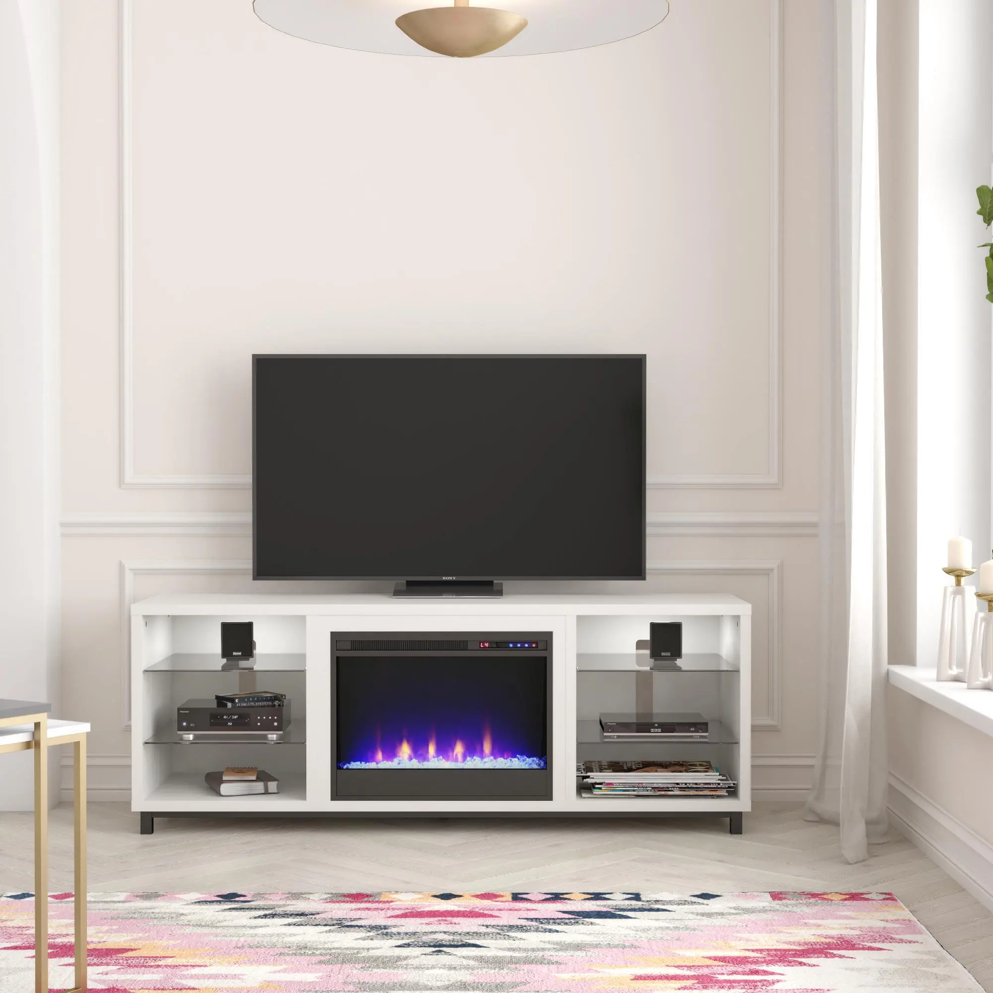 Westchester White Fireplace TV Stand