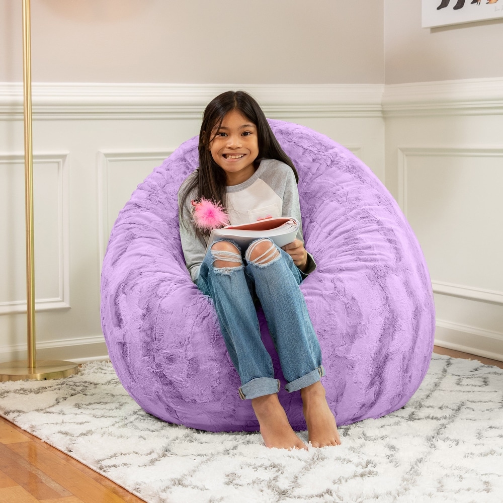 Jaxx Cocoon 4 Foot Kids Bean Bag Chair and Crash Pad   Faux Fur