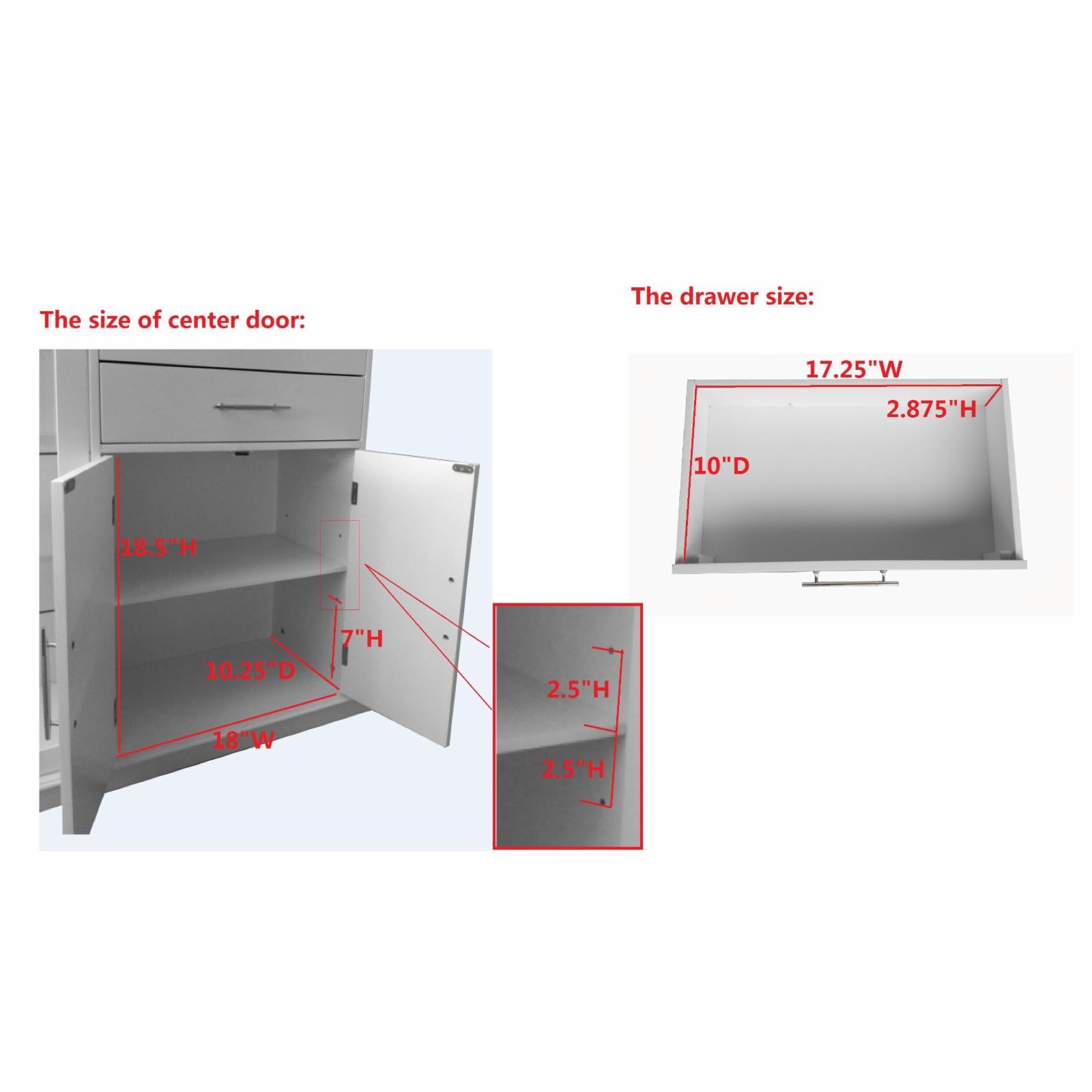 Kandamp;B Furniture White Wood 4 Door Kitchen Storage Cabinet