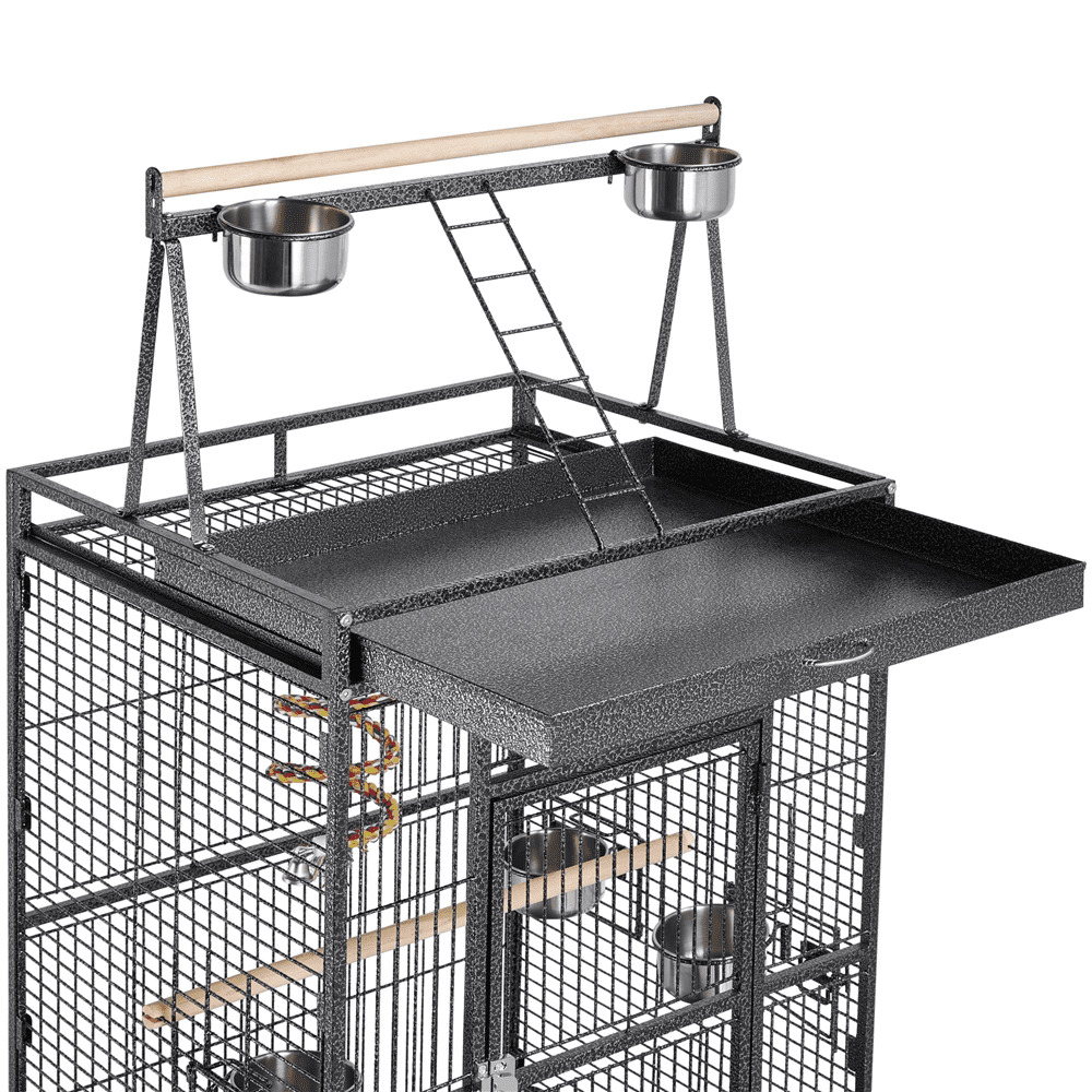 68.5inch Play Top Parrot Cage Rolling Bird Cage， Black