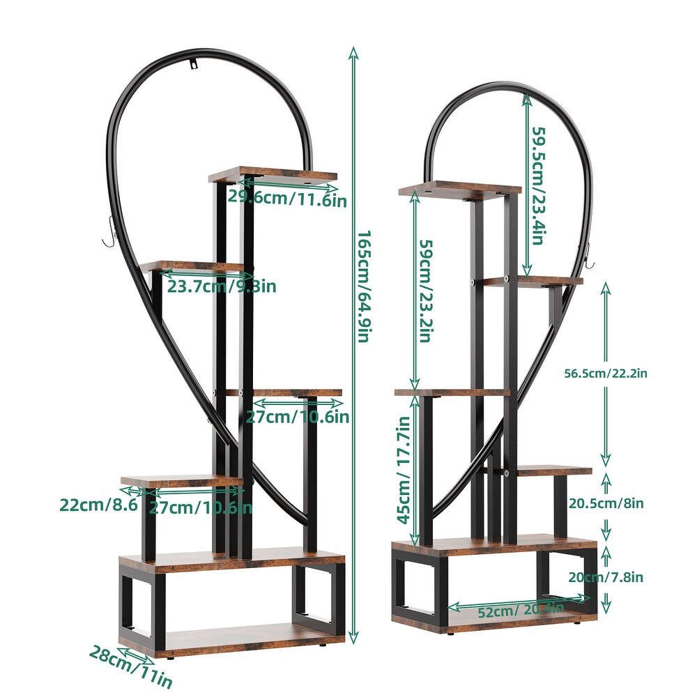 Large 2 Pack Metal Plant Stand Heart Shaped Heavy Duty Garden Flower Ladder Rack