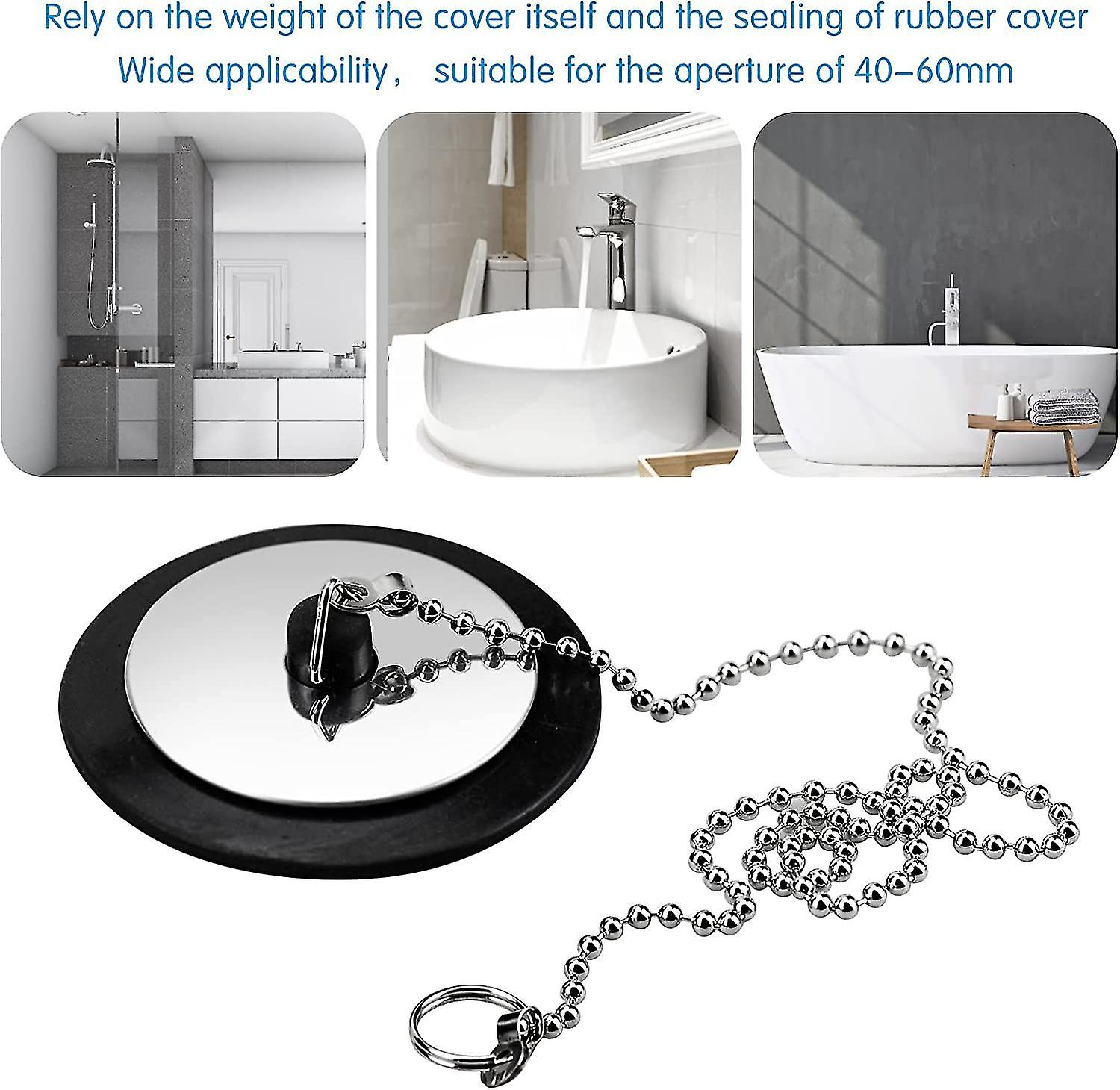 Other Sink Accessory Drain Plug With Metal Ball Chain Bathroom Drain Stopper Bathtub Stoppers Kitchen Sink Replacement Accessories2 Pieces 40cm Scroll