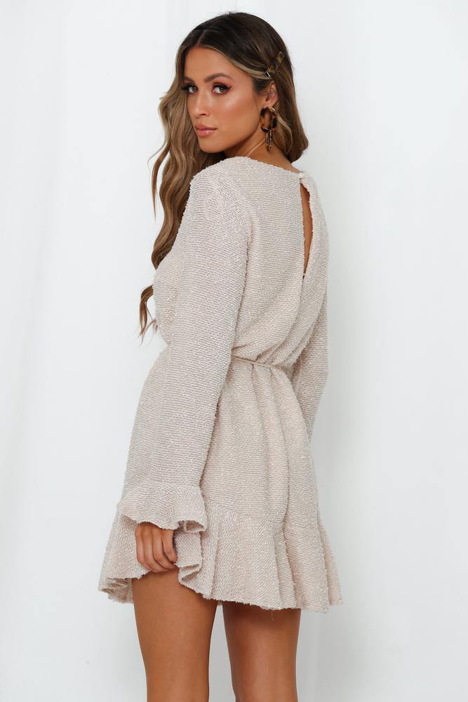 Keep Me Warm At Night Dress Beige