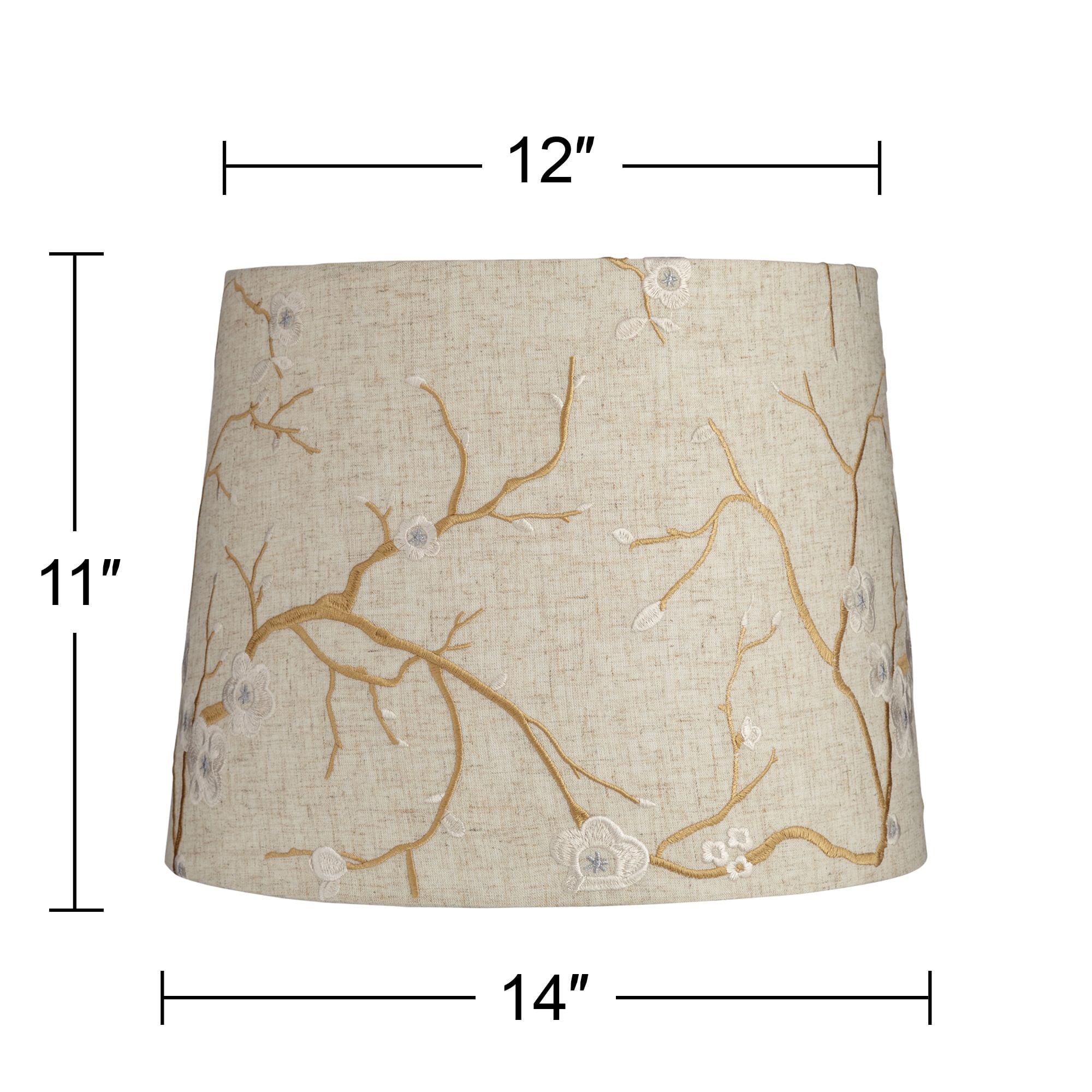 Springcrest Beige Plum Flower Embroidery Medium Drum Lamp Shade 12