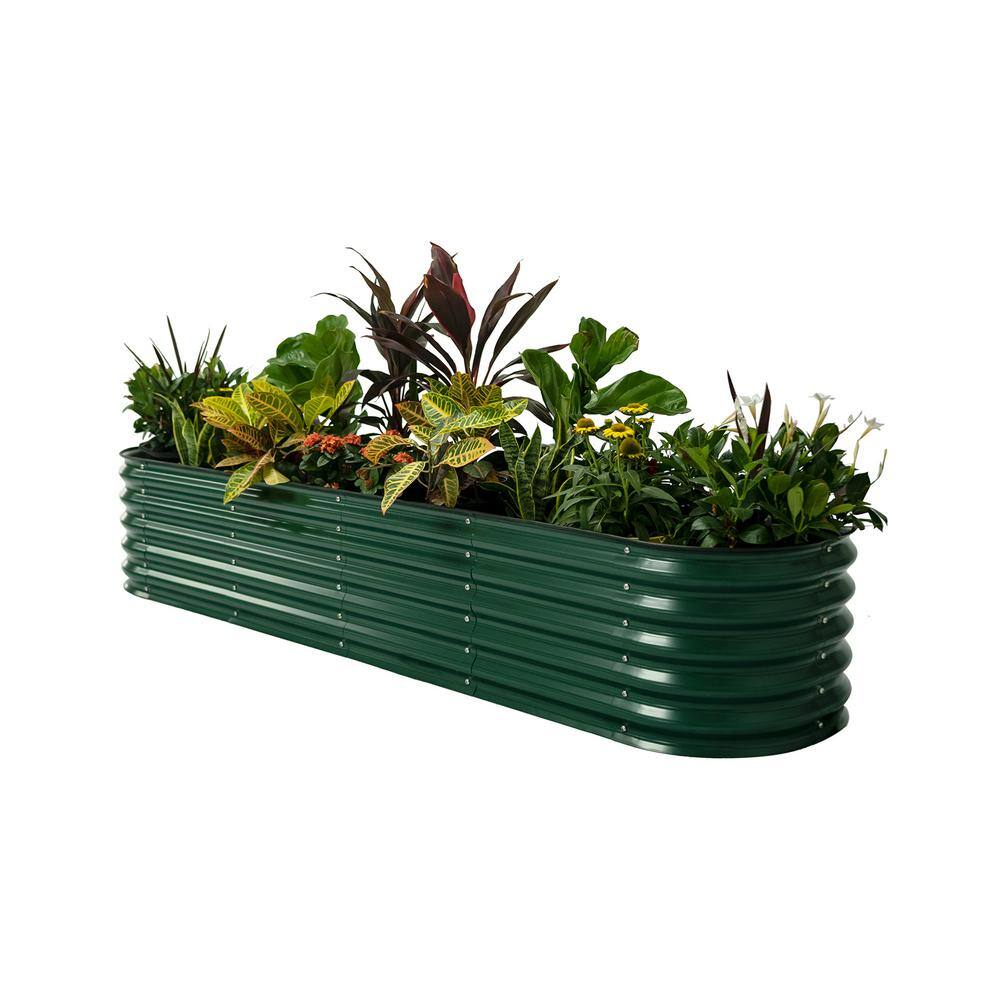 vego garden 17 in. 9-In-1 Modular British Green Metal Raised Garden Bed Kit VB9N117BG