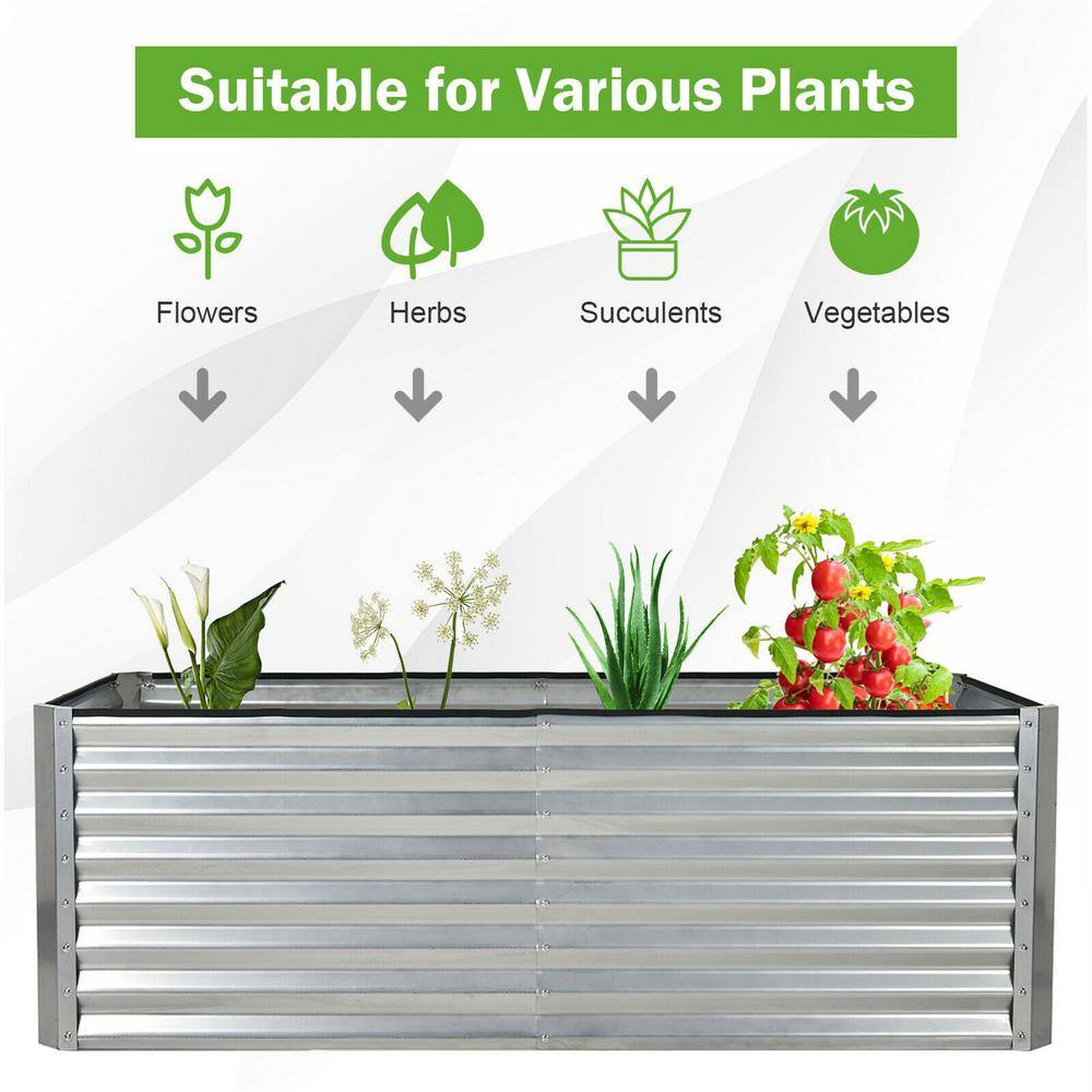 Gymax 70 in. x 35 in. x 24 in. Raised Garden Bed Large Metal Planter Box Kit for Vegetable Herb GYM09702