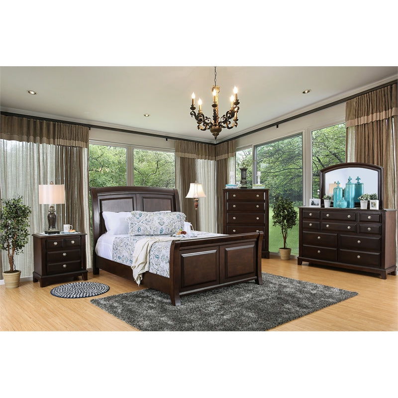 Furniture of America Glinda Solid Wood 10-Drawer Dresser in Brown Cherry