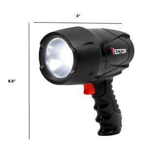 VECTOR 600 Lumen LED Waterproof Handheld Spotlight Rechargeable Includes 120V AC Home Charger and 12V DC Car Charger FL5W10V