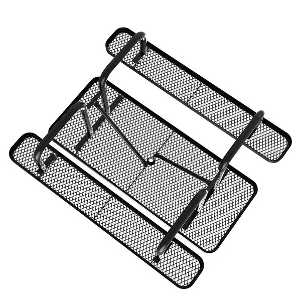 Commercial Grade Expanded Mesh Metal Outdoor Picnic Table with Anchors