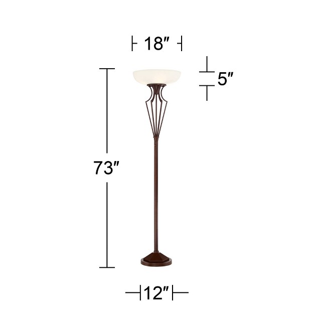 Tall Oil Rubbed Bronze Caged Frosted Glass Shade For Living Room Bedroom Office Uplight