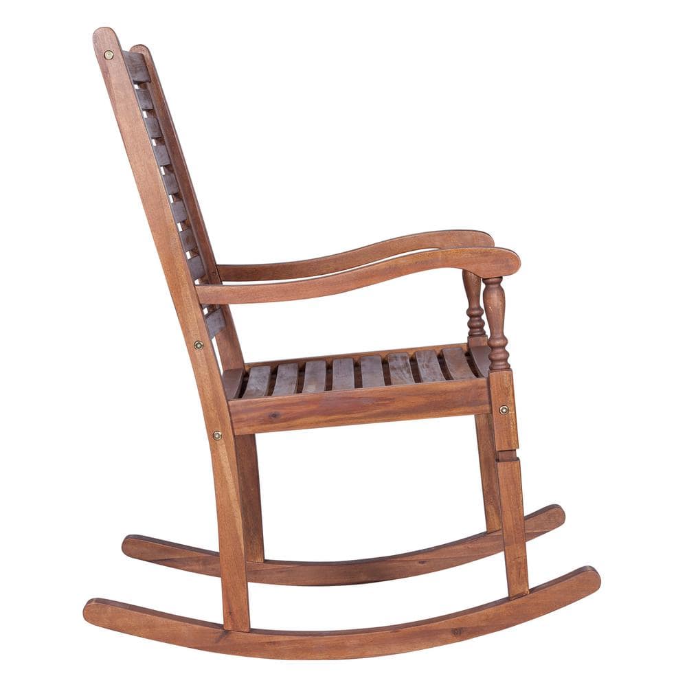 Walker Edison Furniture Company Boardwalk Dark Brown Acacia Wood Outdoor Rocking Chair HDWRCDB