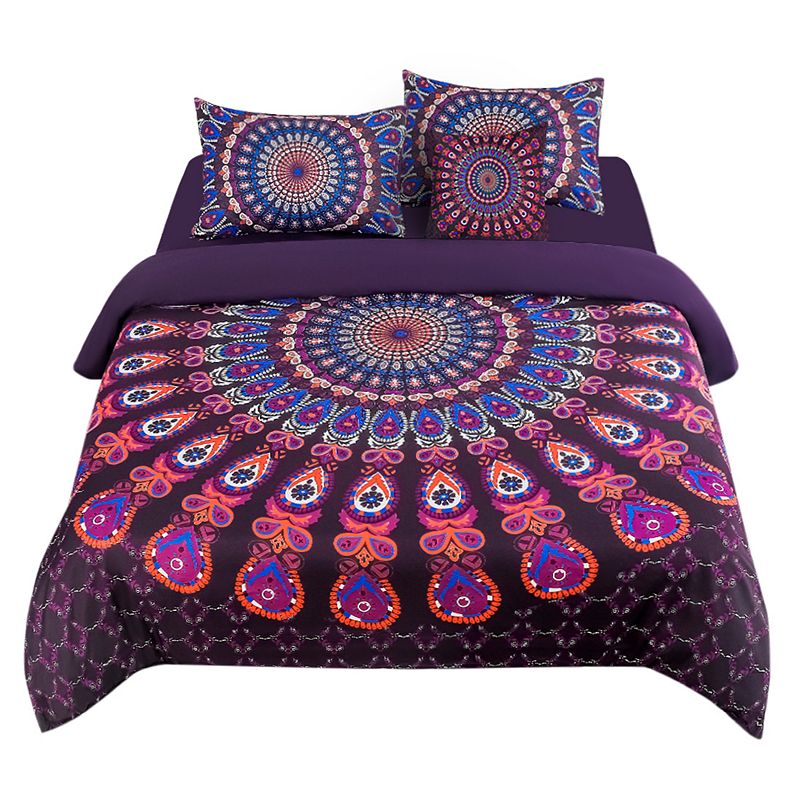 Bohemian Duvet Cover Set Fitted Sheet Pillowcase 5Pcs Queen