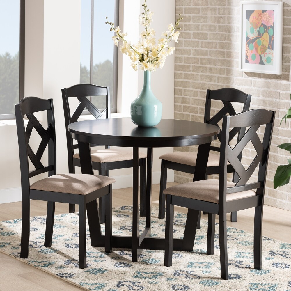 Morigan Sand Fabric and Wood Dining Set (5pc)