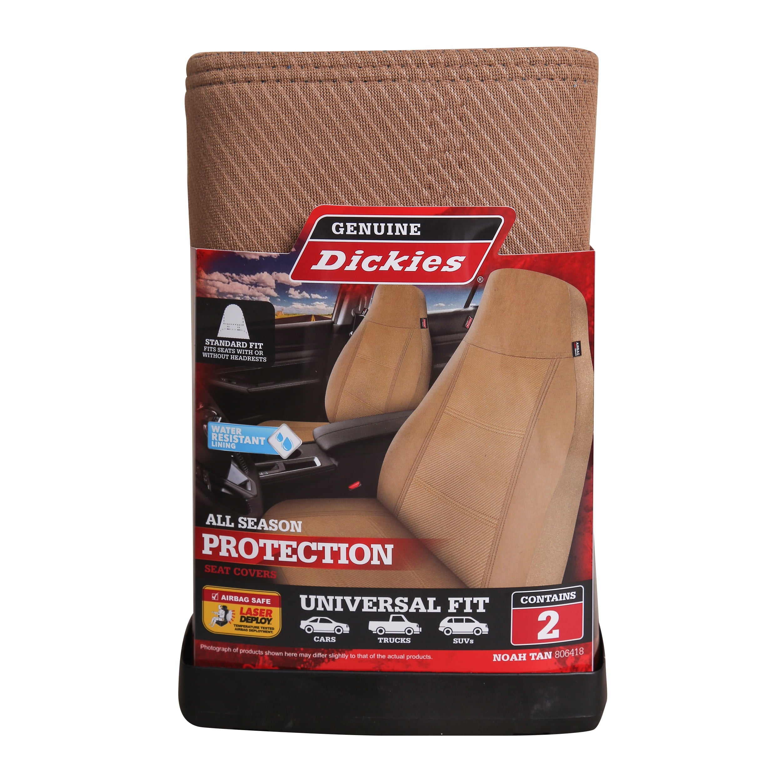 Genuine Dickies Universal 2 Piece Noah Cloth Car Seat Covers Beige， 806418