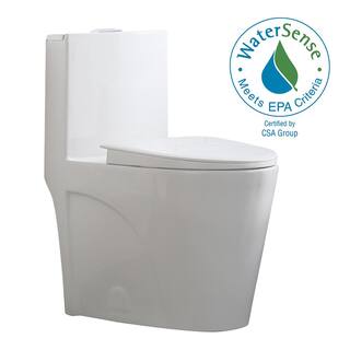 Glacier Bay Buxton 1-Piece 1.6 GPF1.1 GPF Dual Flush Elongated Toilet in White Buxton