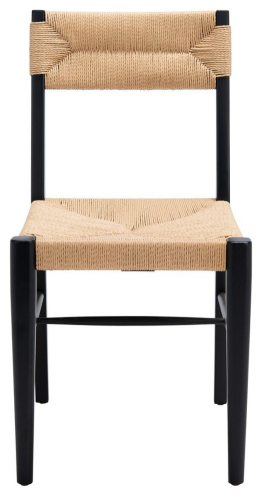 EmmaRattan Dining Chair Black/Natural Set of 2   Beach Style   Dining Chairs   by AED Luxury Home Decor  Houzz