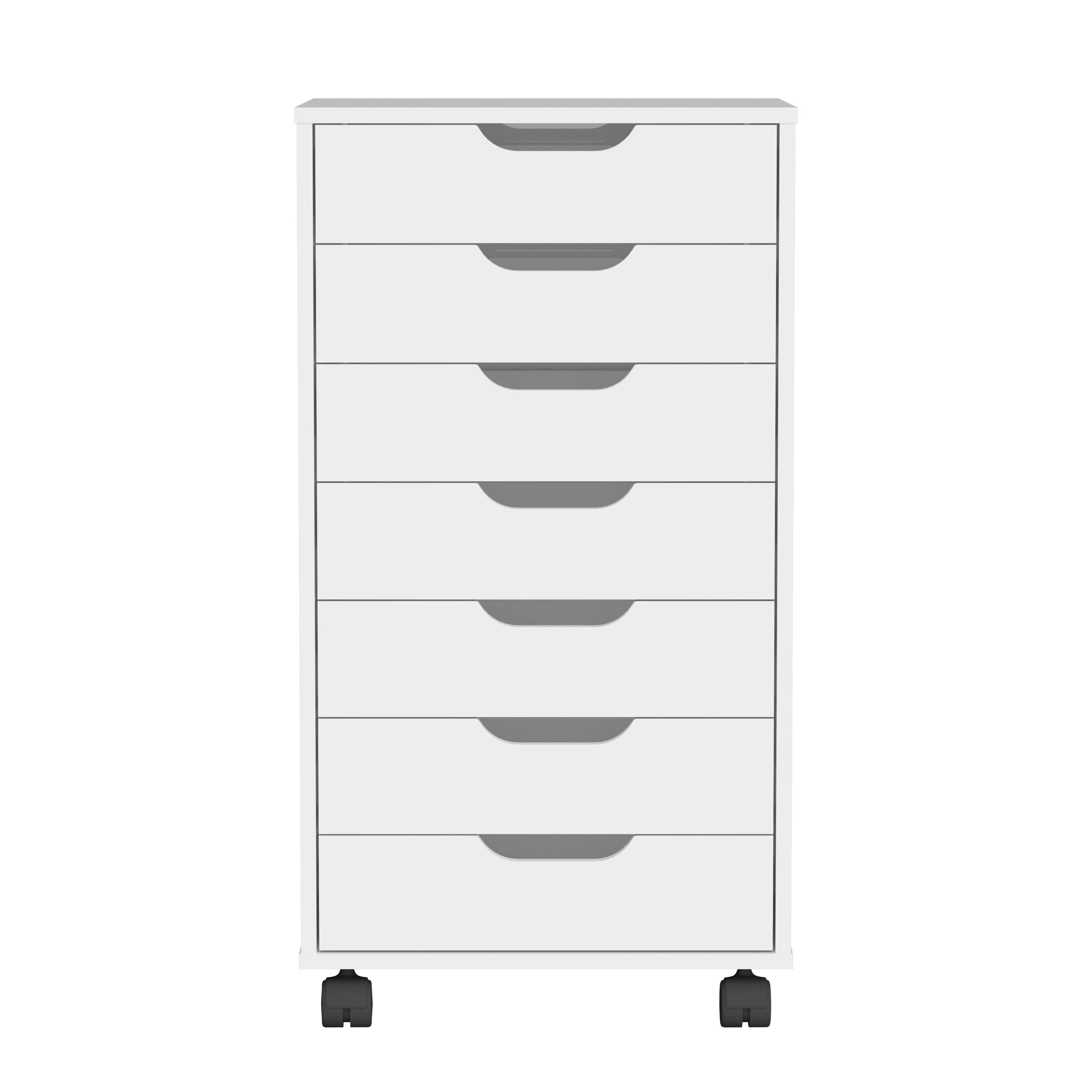 Boahaus Angelique White 7-Drawer Multipurpose Dresser Chest with Caster Wheels