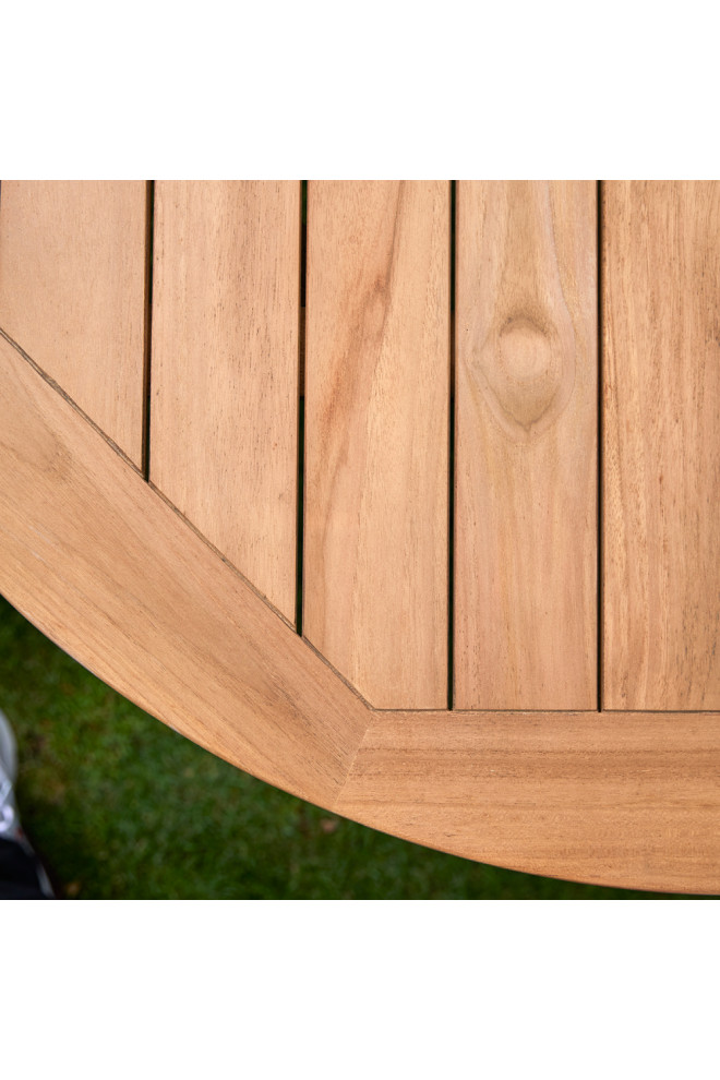 Round Slatted Teak Garden Table  Tikamoon Mila   Midcentury   Outdoor Dining Tables   by Oroa   Eichholtz Furniture  Houzz