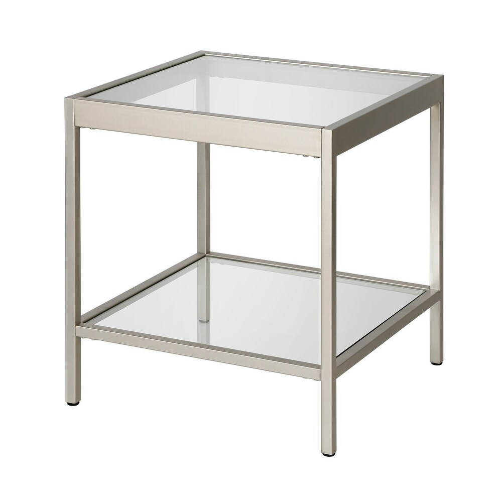 Alexis Modern Metal and Glass Square Side Table