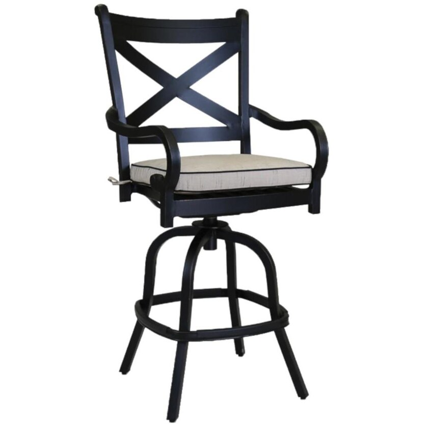 Monterey Aluminum Patio Counter Height Bar Stool W/ Sunbrella Frequency Sand Cushion By Sunset West