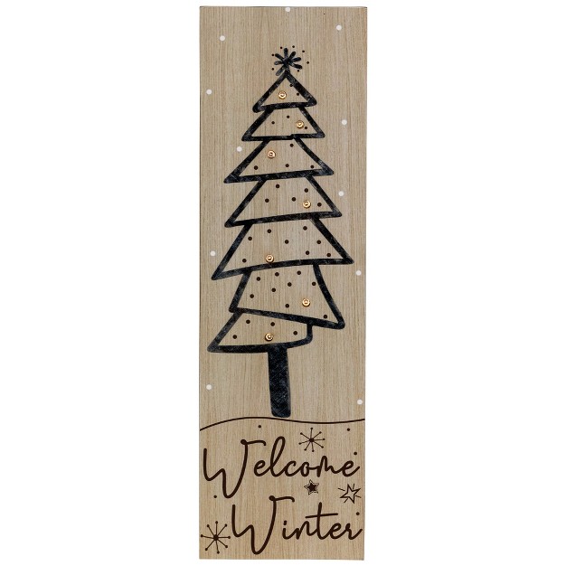 Welcome Winter Wooden Tree Christmas Wall Sign