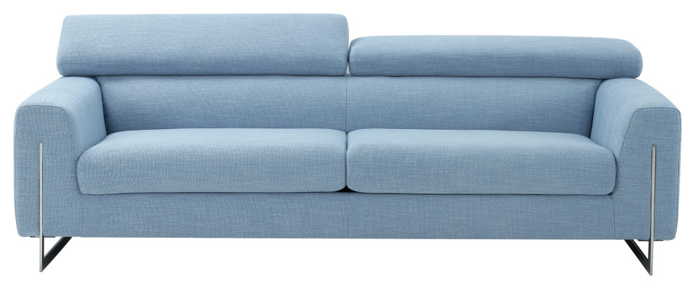 Pasargad Home Serena Modern Blue Sofa With Silver Leg   Contemporary   Sofas   by Kolibri Decor  Houzz