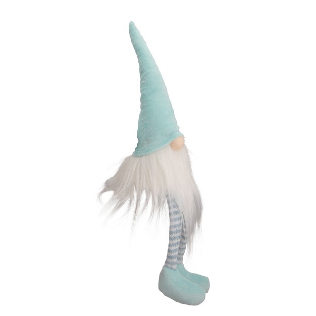 Aqua And White Sitting Spring Gnome Figure