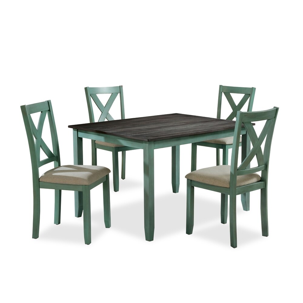 Cleyton Rustic Solid Wood Padded 5 Piece Dining Set by Furniture of America