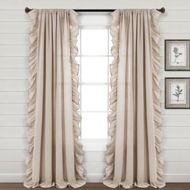 Linen Ruffle Window Curtain Panels Light Lush D cor