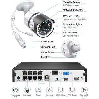 ZOSI 8-Channel 5MP POE 2TB NVR Security Camera System with 8 5MP Wired Outdoor Cameras Human Detection 2-Way Audio 8HQ-1905W8-20-US-A2